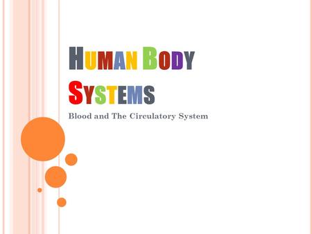 HUMAN BODYSYSTEMSHUMAN BODYSYSTEMS Blood and The Circulatory System.