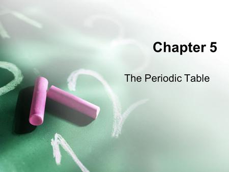 Chapter 5 The Periodic Table.