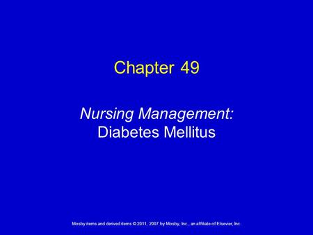 Nursing Management: Diabetes Mellitus