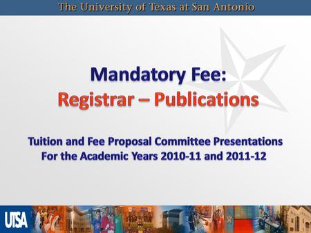 2 Our portion of the University Publication Charge of $5/semester provides our office with catalogs, course schedules, and other publications to enrolled.