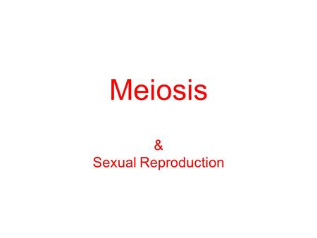 Meiosis & Sexual Reproduction.