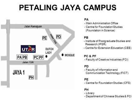 PA - Main Administration Office - Centre for Foundation Studies (Foundation in Science) PB - Institute of Postgraduate Studies and Research (IPSR ) - Centre.