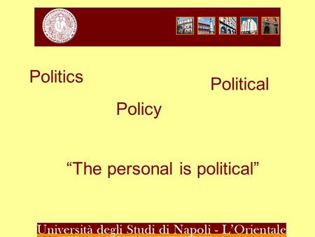 Politics Political Policy “The personal is political”