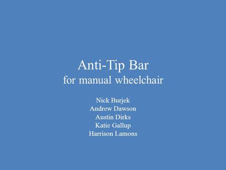 Anti-Tip Bar for manual wheelchair