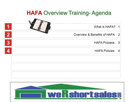 HAFA Overview Training- Agenda Overview & Benefits of HAFA 2 HAFA Process 3 HAFA Policies 4 1 2 3 4 What is HAFA? 1 1.