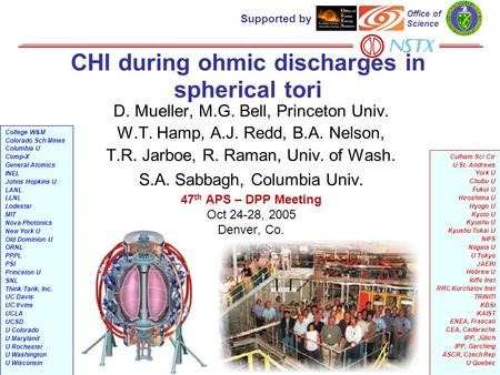 Supported by Office of Science Culham Sci Ctr U St. Andrews York U Chubu U Fukui U Hiroshima U Hyogo U Kyoto U Kyushu U Kyushu Tokai U NIFS Niigata U U.