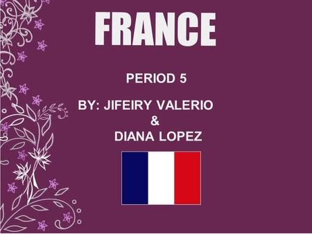 FRANCE BY: JIFEIRY VALERIO & DIANA LOPEZ PERIOD 5.