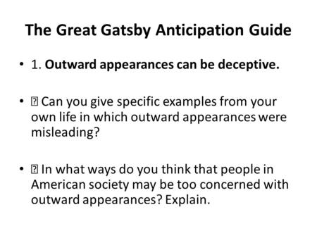 The Great Gatsby Anticipation Guide