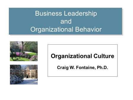 Business Leadership and Organizational Behavior Organizational Culture Craig W. Fontaine, Ph.D.