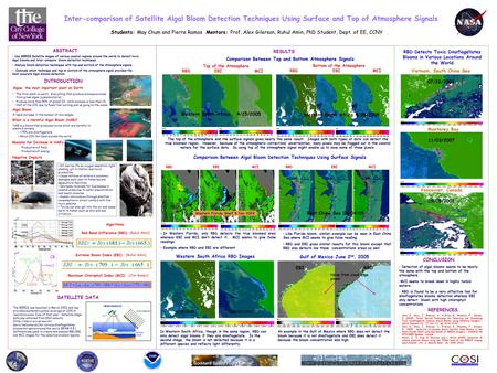 Inter-comparison of Satellite Algal Bloom Detection Techniques Using Surface and Top of Atmosphere Signals Students: May Chum and Pierre Ramos Mentors: