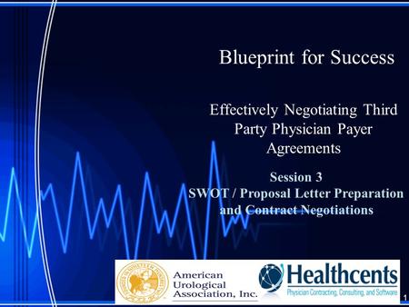 Blueprint for Success Effectively Negotiating Third Party Physician Payer Agreements Session 3 SWOT / Proposal Letter Preparation and Contract Negotiations.