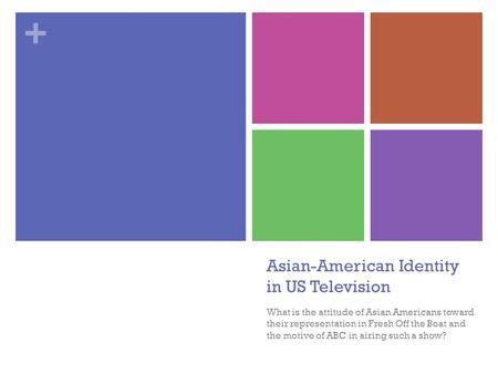 + Asian-American Identity in US Television What is the attitude of Asian Americans toward their representation in Fresh Off the Boat and the motive of.