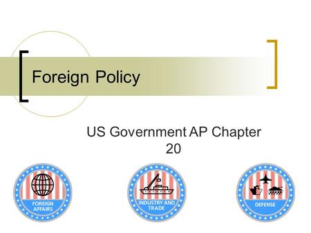 Foreign Policy US Government AP Chapter 20. Policy Majori- tarian Interest Group ClientEntrepre neurial Who Pays? AllFewAllFew Who Benefits? AllFew All.