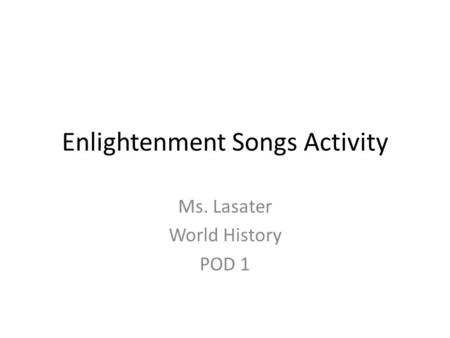 Enlightenment Songs Activity