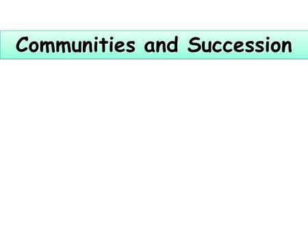 Communities and Succession. A community consists of all the plants and animals that occupy a particular area. The individual populations within a community.