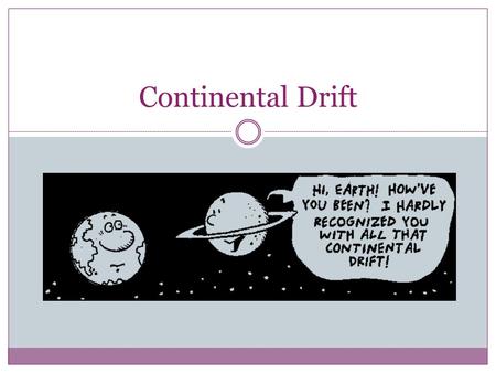 Continental Drift. Note the Shapes South America & Africa: They Match! What about any others? North America?