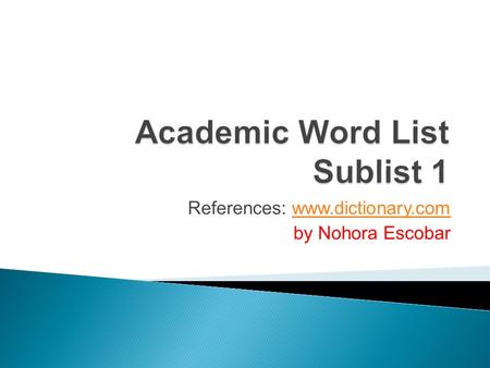 Academic Word List Sublist 1