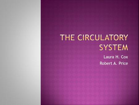 Laura H. Cox Robert A. Price.  It is the subway system of your body  Carried in the blood are nutrients such as oxygen and water.  It delivers these.