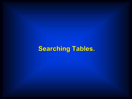 Searching Tables.. Creating Pre-filled Tables A B C D E F G H I J K L ABCDEFGHIJKLM NOPQRSTUVWXYZ 01 LetterTable. 02 TableValues. 03 FILLER PIC X(13)