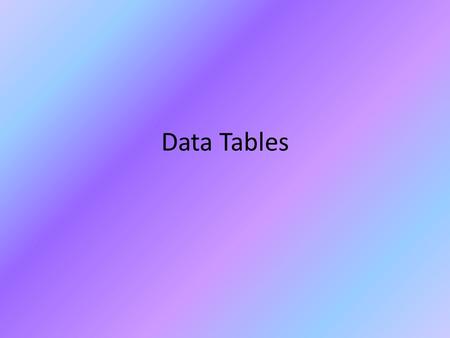 Data Tables. Describe this room. What do you notice about this room?