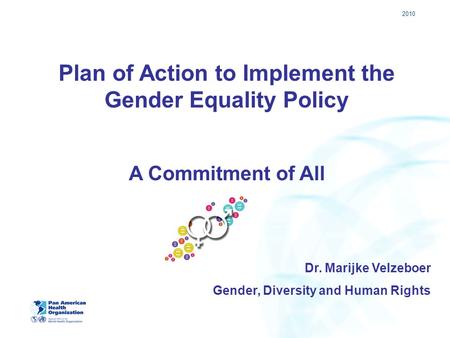 2010 Plan of Action to Implement the Gender Equality Policy A Commitment of All Dr. Marijke Velzeboer Gender, Diversity and Human Rights.