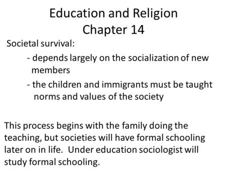 Education and Religion Chapter 14