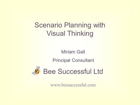 Miriam Galt Principal Consultant Bee Successful Ltd Scenario Planning with Visual Thinking www.beesuccessful.com.