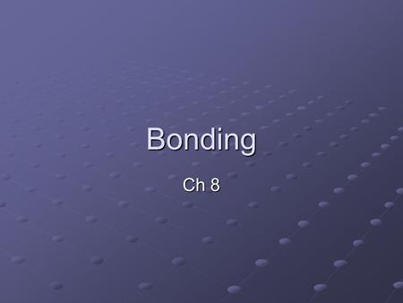 Bonding Ch 8. Objectives SWBAT identify the bond type of a molecule by using electronegativity differences. SWBAT identify the polarity in small molecules.