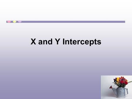 X and Y Intercepts.