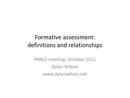 Formative assessment: definitions and relationships