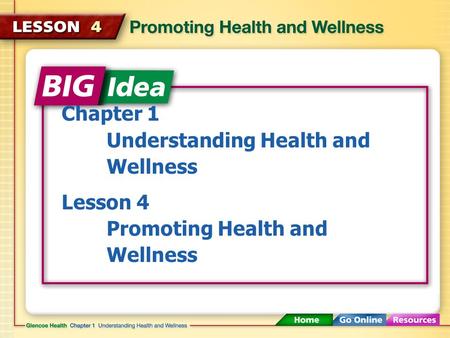 Chapter 1 Understanding Health and 	Wellness Lesson 4