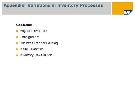 Appendix: Variations in Inventory Processes