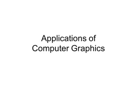 Applications of Computer Graphics. Business applications Maps Industrial applications Consumer applications Entertainment Education.