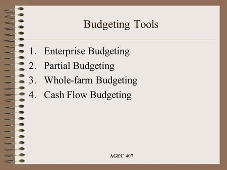 Budgeting Tools Enterprise Budgeting Partial Budgeting