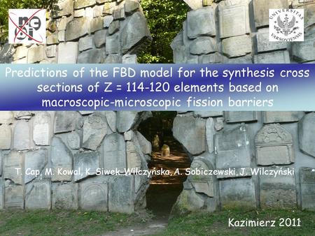 Kazimierz 2011 T. Cap, M. Kowal, K. Siwek-Wilczyńska, A. Sobiczewski, J. Wilczyński Predictions of the FBD model for the synthesis cross sections of Z.