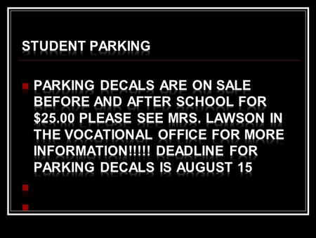 Attention Seniors: Attendance Challenge NE students are challenged to attend school everyday all day. 8 students will be selected to receive various.