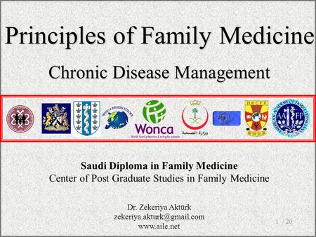 / 201 Saudi Diploma in Family Medicine Center of Post Graduate Studies in Family Medicine Principles of Family Medicine Chronic Disease Management Dr.