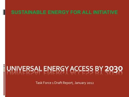 SUSTAINABLE ENERGY FOR ALL INITIATIVE Task Force 1 Draft Report, January 2012.