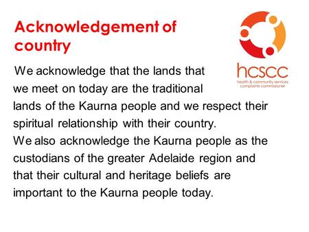 Acknowledgement of country