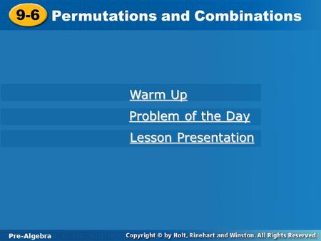 Permutations and Combinations