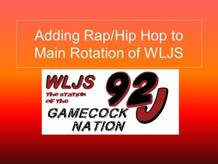 Adding Rap/Hip Hop to Main Rotation of WLJS. Background  WLJS is the student run campus radio station.  WLJS was first charted on September, 29 1975.