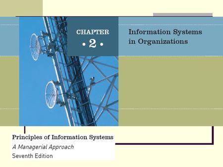 Principles of Information Systems, Seventh Edition 2 The use of information systems to add value to the organization is strongly influenced by organizational.