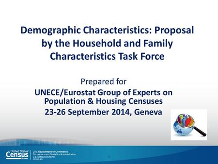 Demographic Characteristics: Proposal by the Household and Family Characteristics Task Force Prepared for UNECE/Eurostat Group of Experts on Population.