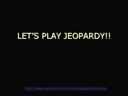 LET’S PLAY JEOPARDY!! SolutionsBonding Chemical Reactions Balancing Equations Potluck Q $100 Q $200 Q $300 Q $400 Q $500 Q $100 Q $200 Q $300 Q $400.