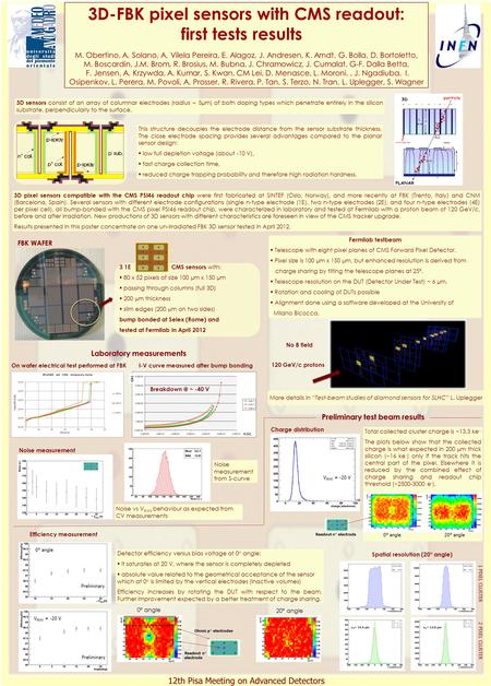 3D-FBK pixel sensors with CMS readout: first tests results M. Obertino, A. Solano, A. Vilela Pereira, E. Alagoz, J. Andresen, K. Arndt, G. Bolla, D. Bortoletto,