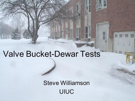 EDM Collaboration Meeting, February 14-15, 2007 Valve Bucket-Dewar Tests Steve Williamson UIUC.