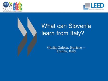 What can Slovenia learn from Italy? Giulia Galera, Euricse – Trento, Italy.