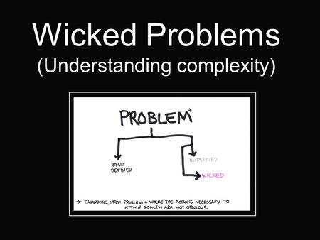 Wicked Problems (Understanding complexity). Agree concepts Define boundaries.