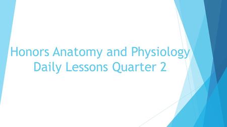 Honors Anatomy and Physiology Daily Lessons Quarter 2.