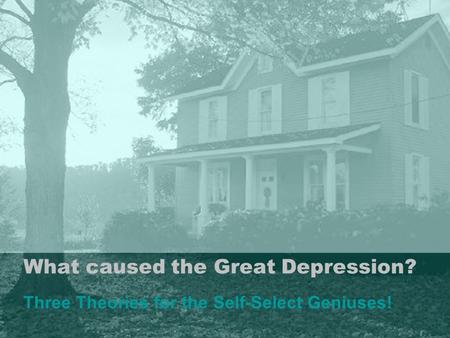 What caused the Great Depression? Three Theories for the Self-Select Geniuses!